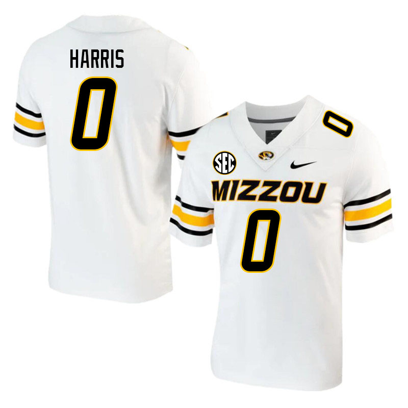 Men #0 BJ Harris Missouri Tigers College 2023 Football Stitched Jerseys Sale-White - Click Image to Close